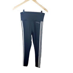 Adidas athletic leggins extra small black , white   striped polyester…